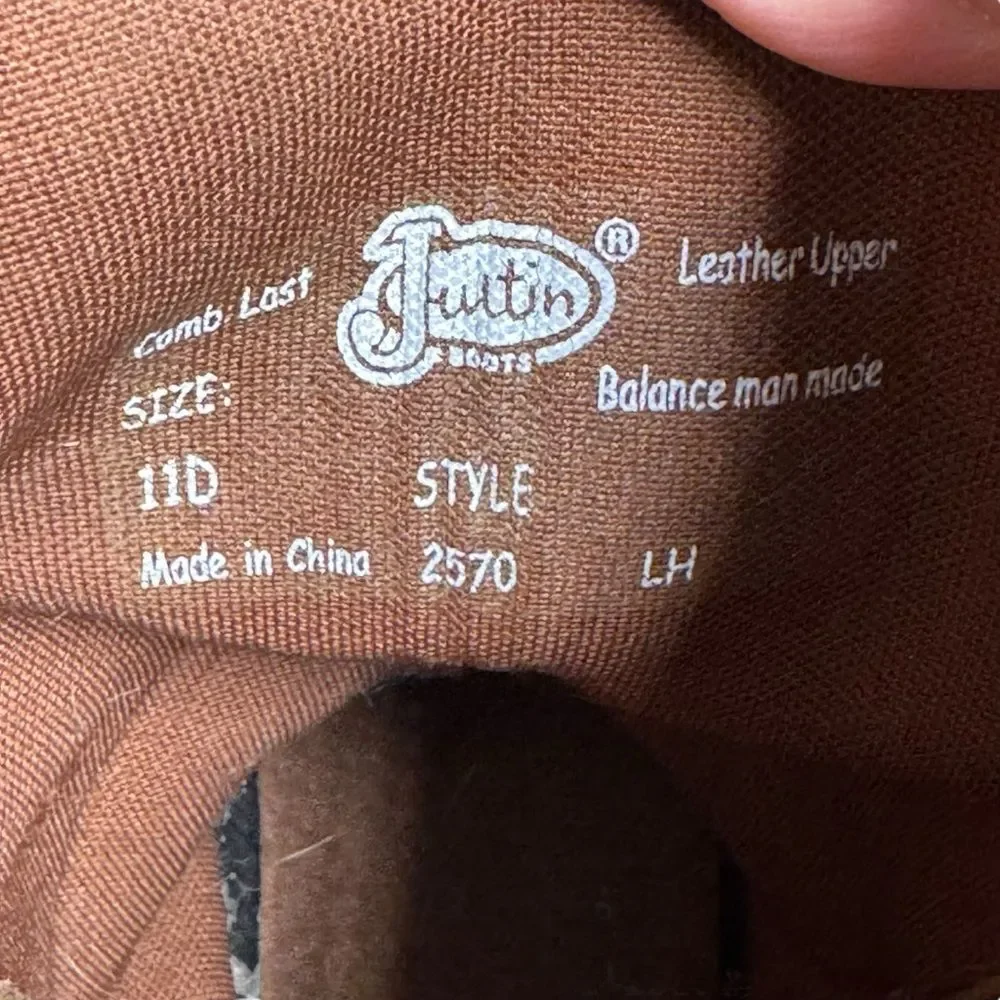 Justin Men's Dierks Dusk Brown Pull-On Western Boots 2570 Ranch Rodeo Size 11D